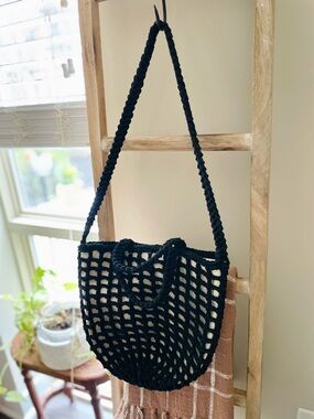 Madewell Black Tote with Braided Handles/Shoulder Strap